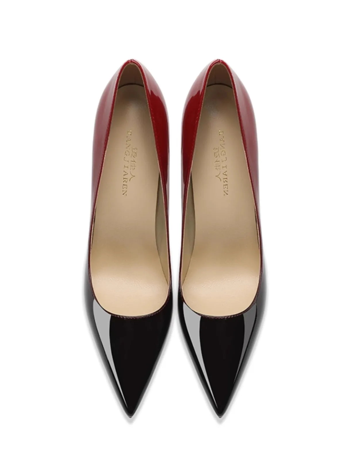 6CM 8CM 10CM 12CM temperamento zapatos individuales señoras negro rojo Color degradado verano puntiagudo charol tacones finos mujeres bombas