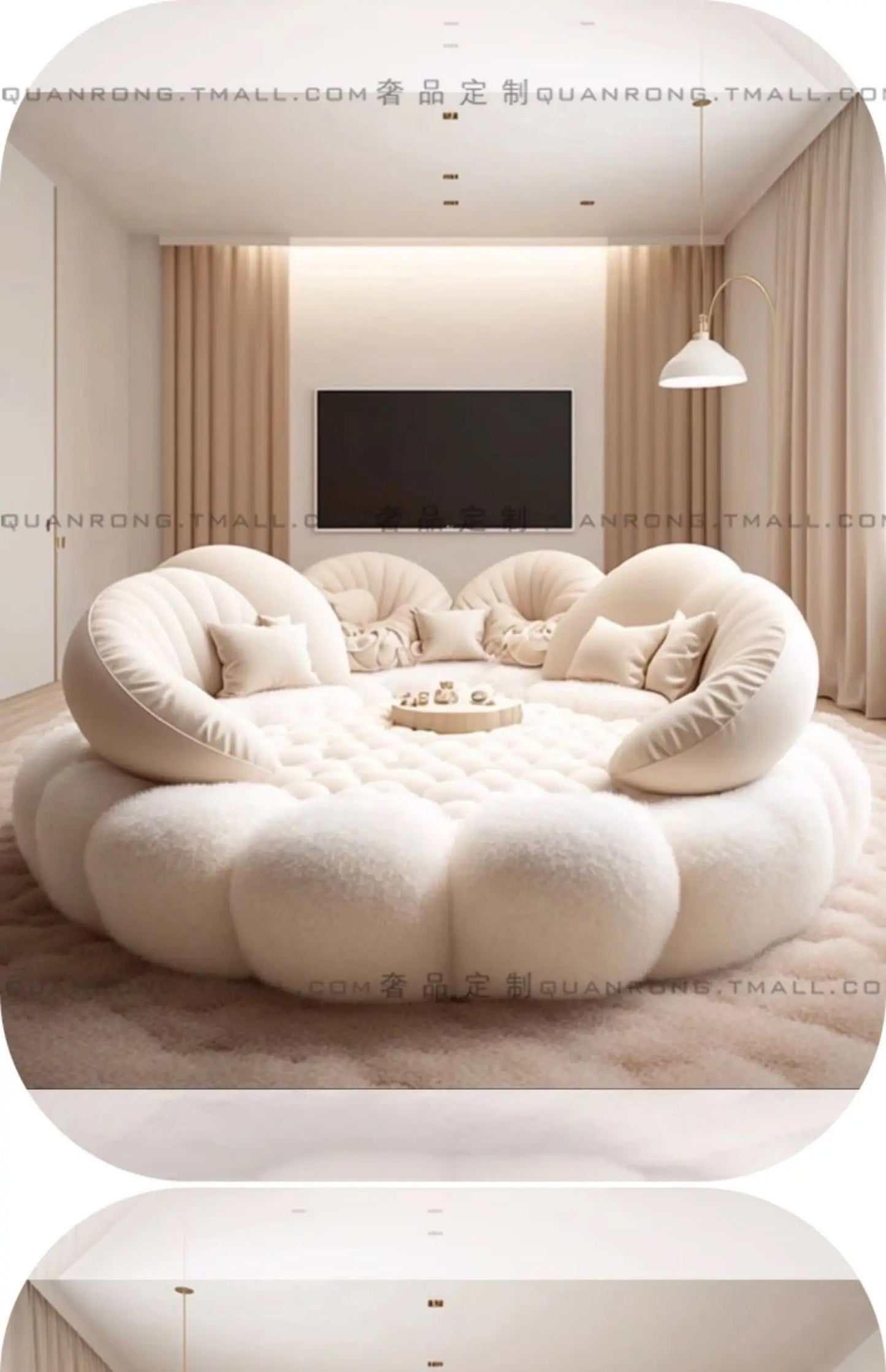 Estructura de Cama suave de estética redonda, dormitorio principal completo europeo, Hotel, crear Cama King Size, muebles modernos de moda