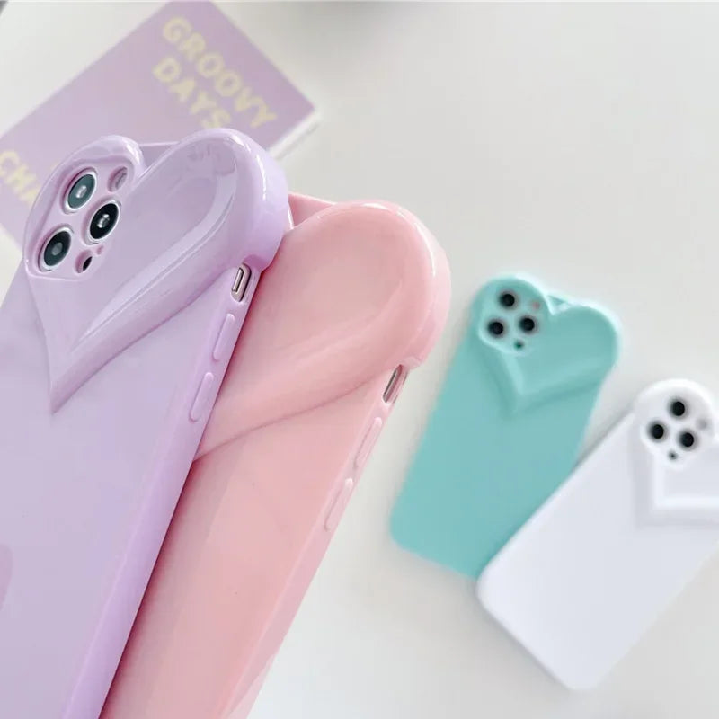 Fundas de teléfono con lente protectora de corazón de amor para IPhone 17 16 Pro Max 15 14 13 12 11 Pro Xs XR 7 8 Plus SE2/SE3 TPU cubierta trasera a prueba de golpes