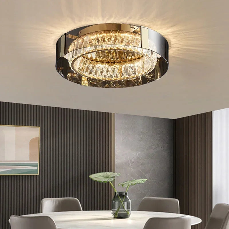 Luces de techo de cristal, luces LED, candelabro de techo moderno, lámparas regulables de lujo, decoración de habitación, Plafonnier, decoración del hogar para dormitorio