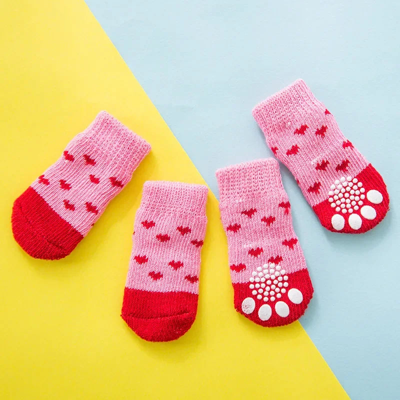 4Pcs/Set Pet Socks Anti Slip Dog Foot Cover Set Teddy Dog Shoes Set 4 Dogs Socks Puppy Socks Dogs Shoes for Small Dogs