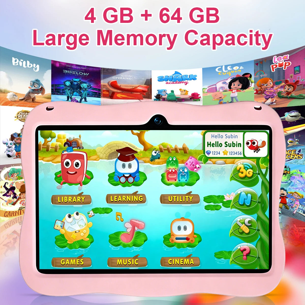 Tablet Android 15 para Niños, 6000mAh, Octa-core, 7 Pulgadas, 4GB RAM, 64GB ROM, WiFi, BT, con Funda Protectora y Lápiz Óptico, Regalo para Niños