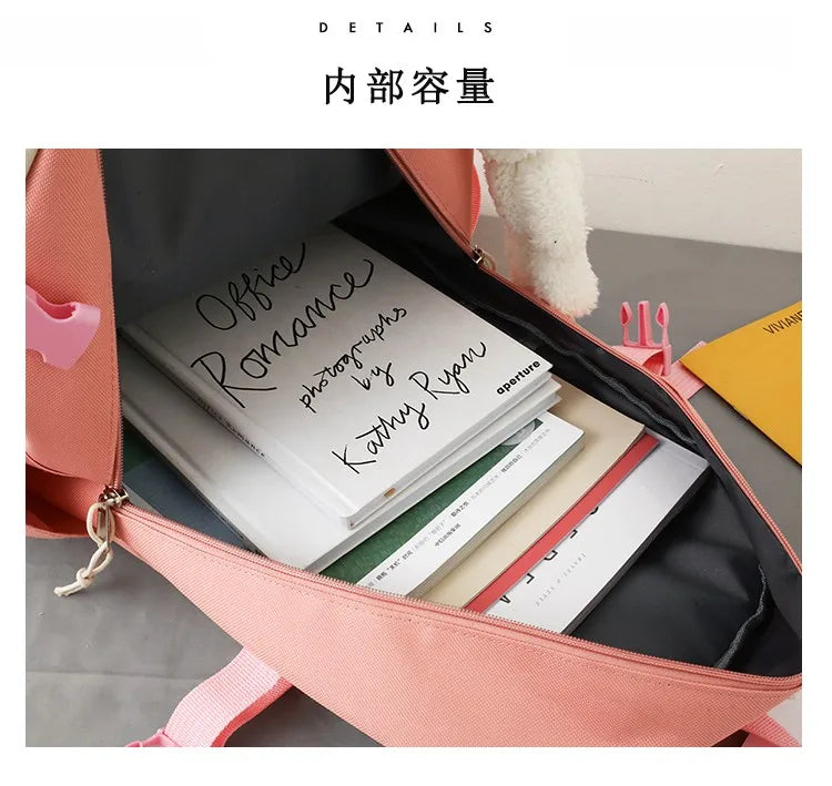 Mochila escolar Kawaii para niños y niñas, conjunto de 4 piezas, mochilas escolares para adolescentes y niñas