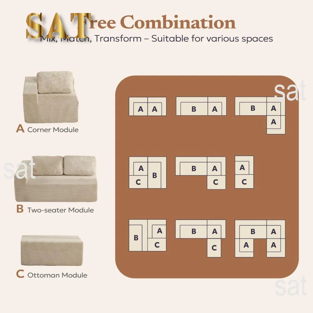 Sofá seccional reversible Cloud de 106" - Asiento profundo, modular en forma de L, tapizado en espuma, sin montaje, salón/dormitorio