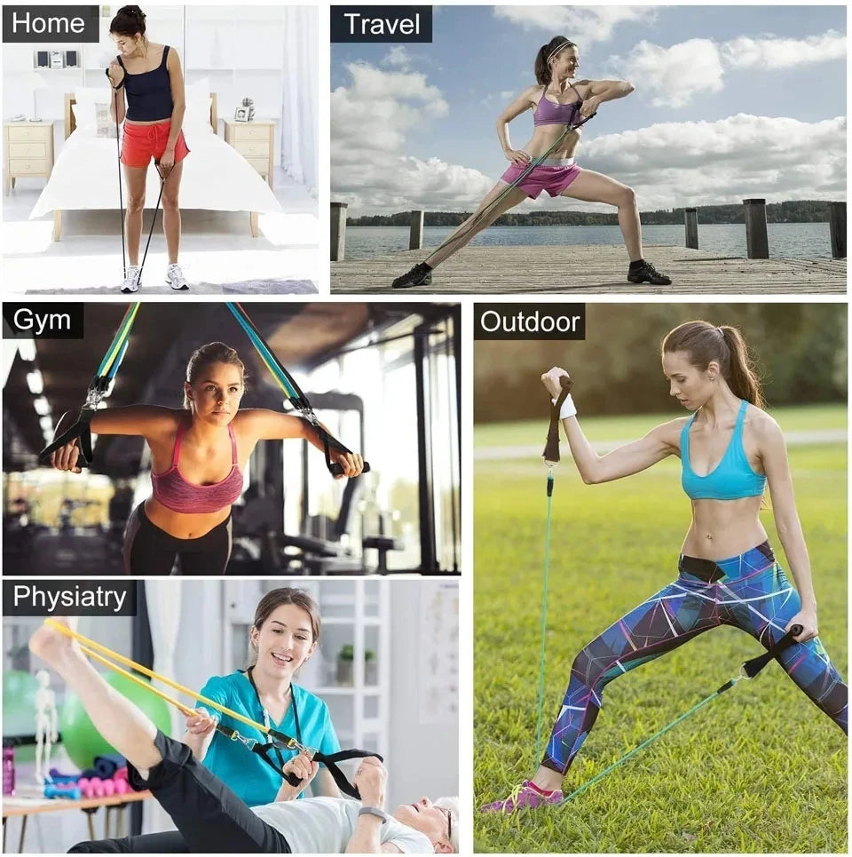 LOOGDEEL 11 unids/set bandas de resistencia Pedal ejercicio entrenamiento corporal entrenamiento mujeres hombres Fitness Yoga tirar cuerda ejercicios tubos de látex