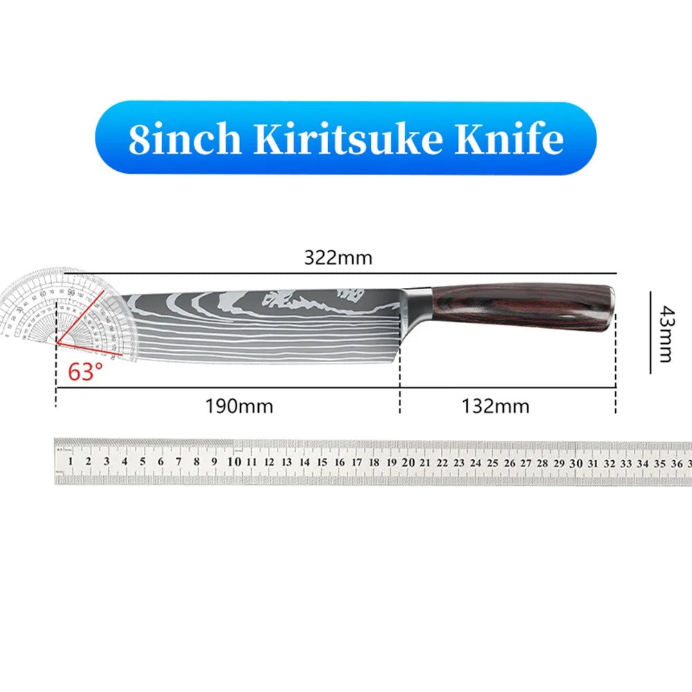 Cuchillo Kiritsuke japonés profesional de 8 pulgadas, cuchillo de Chef de cocina alemán de acero inoxidable con alto contenido de carbono, Ultra afilado, carne, pescado, Sushi