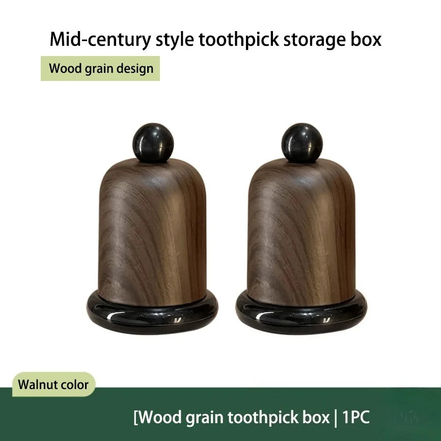1 soporte elegante para palillos de dientes de madera de nogal con tapa de bola, diseño de madera maciza, decoración de alta gama para sala de estar y cocina, portátil