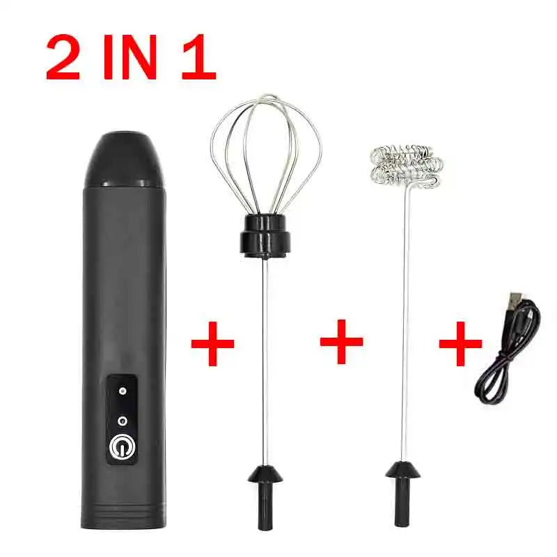 Batidora de Huevos Eléctrica Recargable GBBMA con Soporte, 3 Velocidades Ajustables, Batidora de Mano, Mezclador de Bebidas, Espumador de Leche para Café
