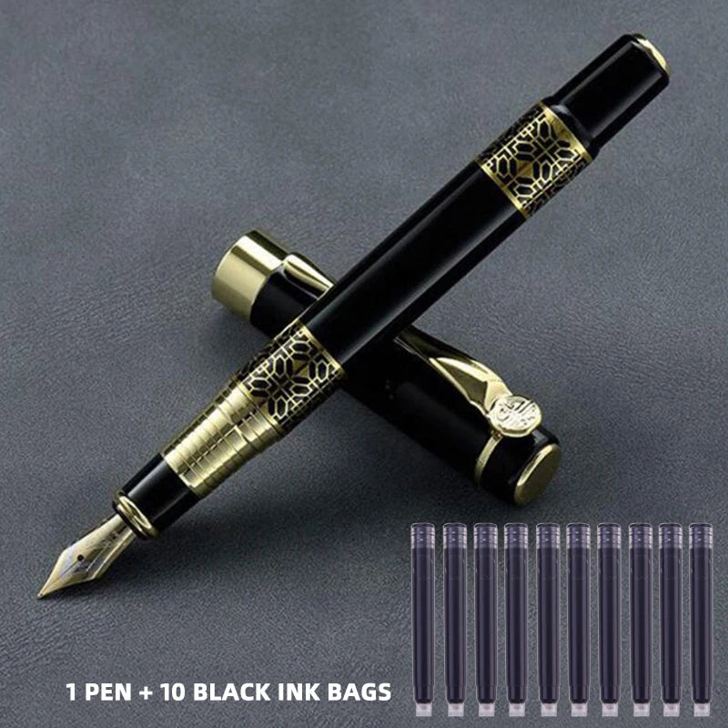 Pluma estilográfica de grano de madera de Metal, suministros escolares, bolígrafos para estudiantes, suministros de papelería, pluma estilográfica de alta calidad