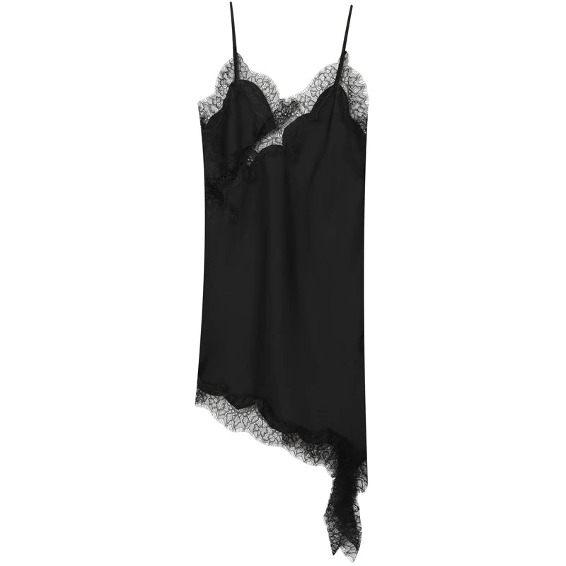 HXAO Vestidos para mujer, vestido asimétrico de encaje, verano 2025, Vestidos de noche sexis para mujer, Mini Vestidos marrones sin mangas y sin espalda