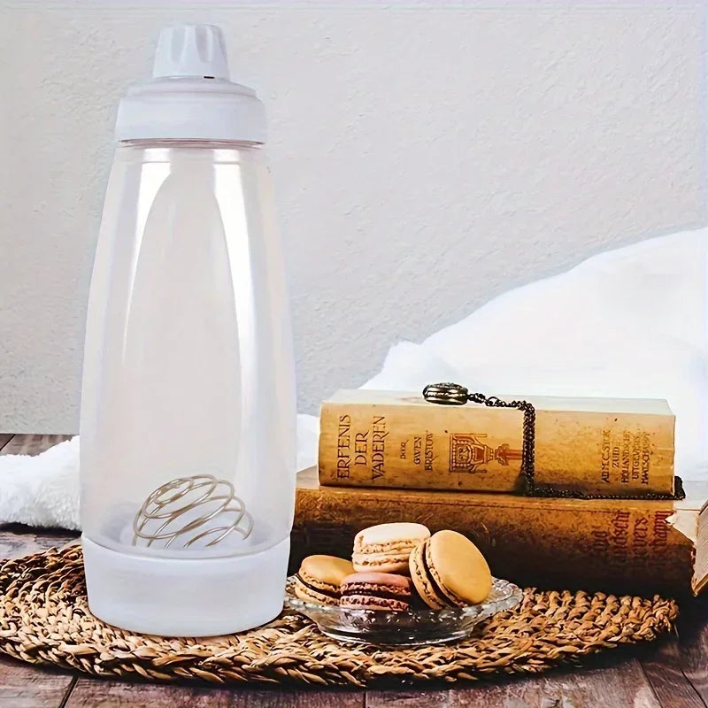Botella mezcladora de masa para panqueques con bola mezcladora y batidor de alambre para panqueques, cupcakes, muffins, crepes y más con calidad de restaurante