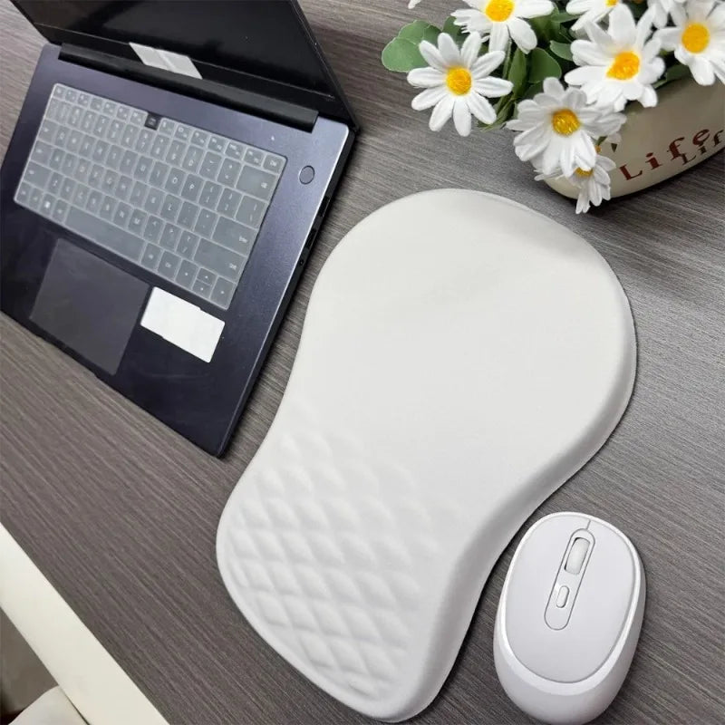 Alfombrilla de ratón ergonómica con reposamuñecas, cómoda soporte para muñeca, antideslizante, de algodón con memoria de alta elasticidad, para PC, portátil y ordenador