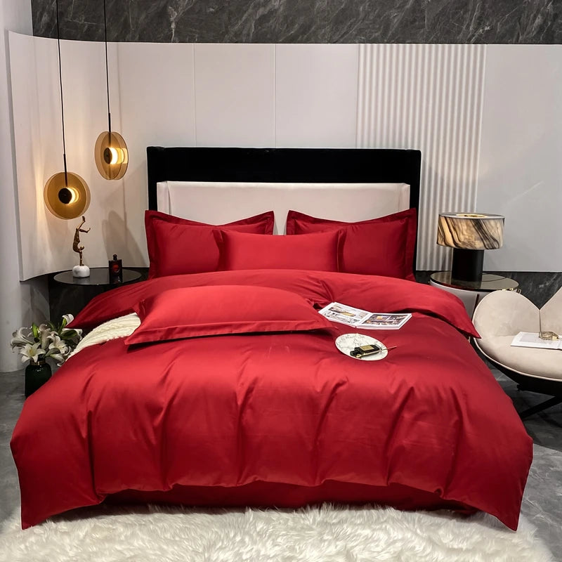 Juego de cama de lujo 100% algodón egipcio funda nórdica funda de almohada Ru Europa doble tamaño Queen King ropa de cama juegos de sábanas suaves