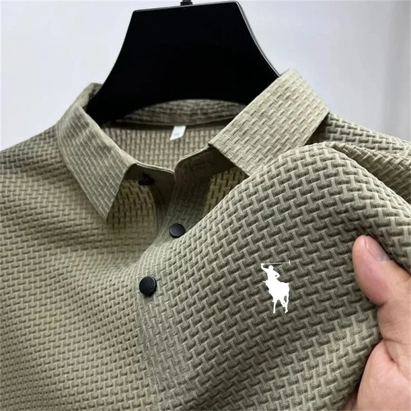 Camisetas de Manga Corta de Seda Helada para Hombre, Verano 2026, Frescas, Transpirables, Estilo Business-Casual, Polo Versátil