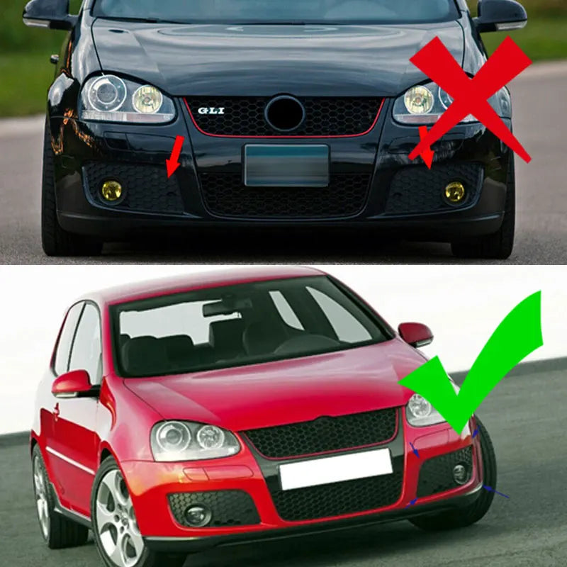 Parachoques delantero superior e inferior, rejilla de malla, moldura roja para 06-09 VW Jetta GTI GLI /MK5
