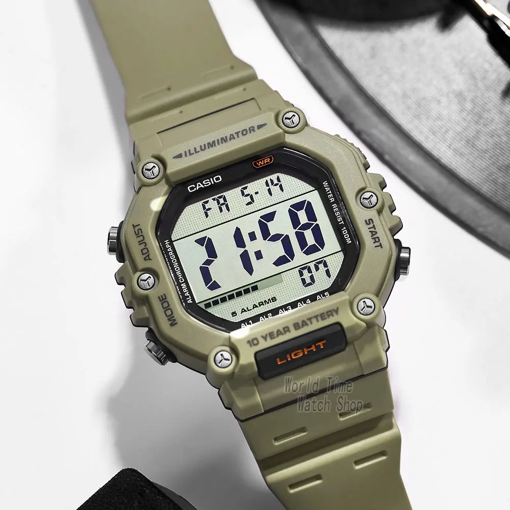 Reloj Casio con batería de 10 años de duración, 100m, resistente al agua, moda deportiva, reloj electrónico multifunción para exteriores, reloj masculino AE-1600
