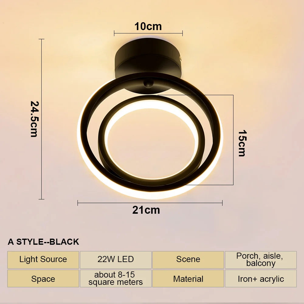 Luz de techo moderna, lámpara de techo LED para pasillo pequeño, diseño de cerca de techo, accesorio de iluminación para el hogar, cocina, dormitorio, balcón