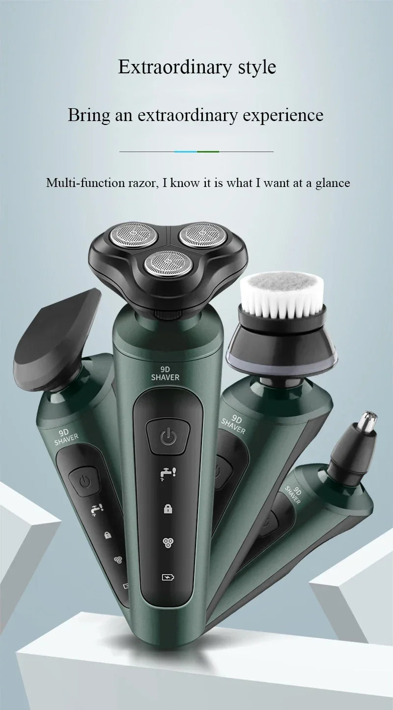 Afeitadoras eléctricas para hombres, maquinilla de afeitar eléctrica resistente al agua, uso en seco y húmedo, máquina de afeitar rotativa con batería recargable