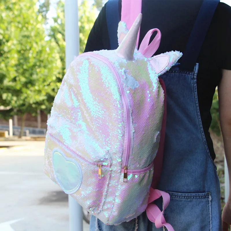 Mochila de lentejuelas de gran capacidad de unicornio para niños, Mochila de dibujos animados para estudiantes, Mochila informal con lentejuelas, mochilas para volver a la escuela
