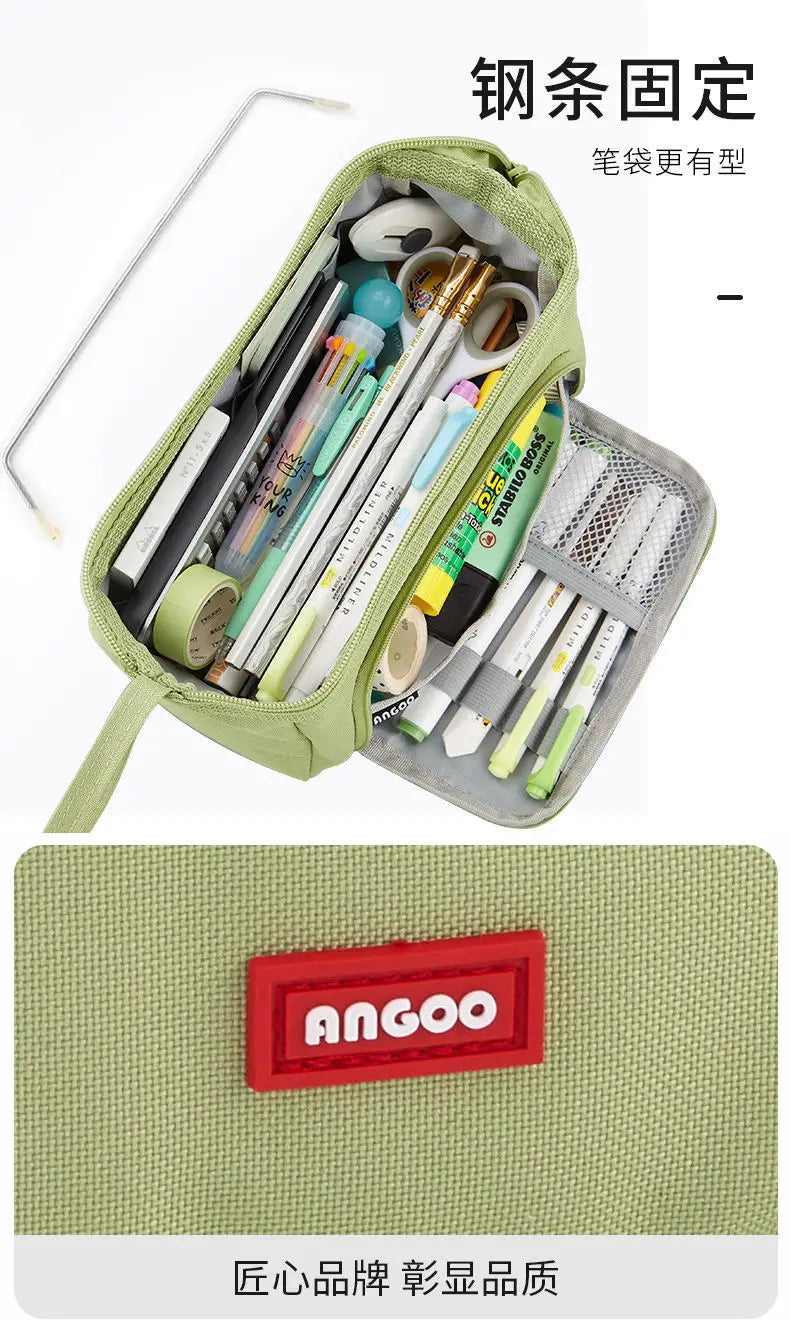 Estuche grande para lápices, bolsa para bolígrafos de gran capacidad, doble ventana, bolsas escolares para niños, material escolar, papelería, regalo
