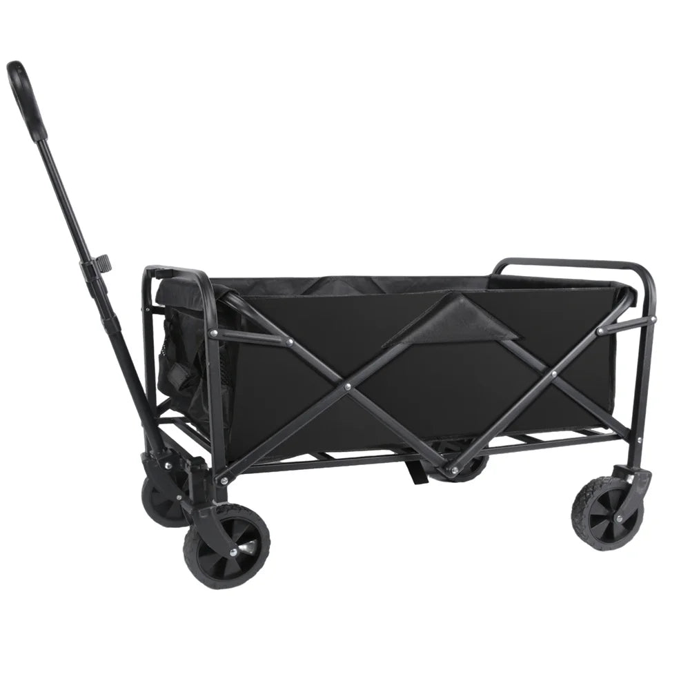 Carro plegable grande para acampar en el jardín, carro de utilidad para playa con soporte de carga fuerte para exteriores, con ruedas y asa