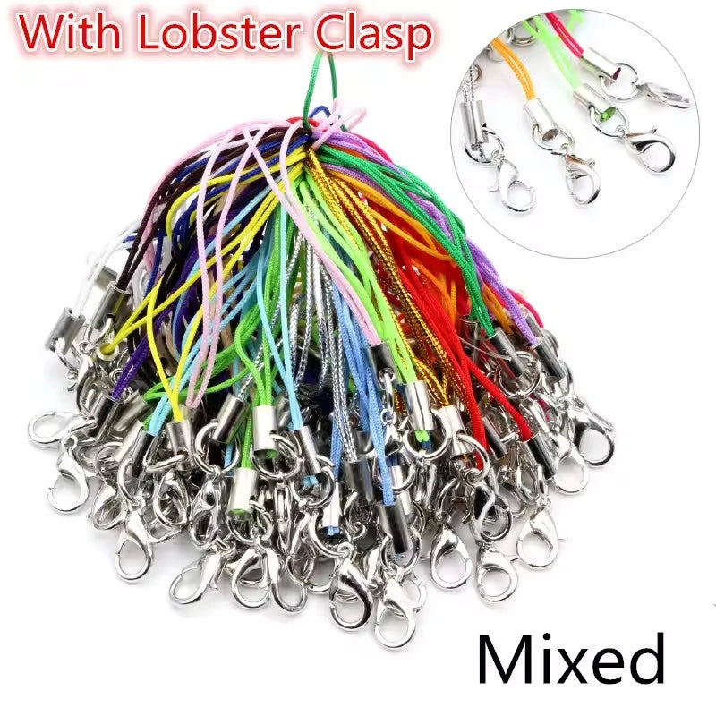 20/50/100 unidades de cordones de seguridad, correas, cierres de langosta, ganchos para llaveros, accesorios para móviles, dijes, colgantes y accesorios para llaveros