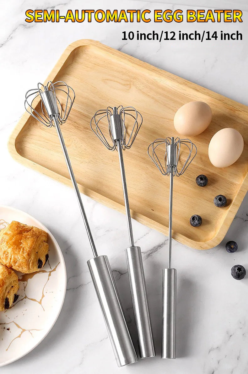 Batidor de huevos semiautomático, mezclador de huevos de crema giratorio, batidor de huevos Manual para el hogar, herramienta para hornear, herramientas de cocina