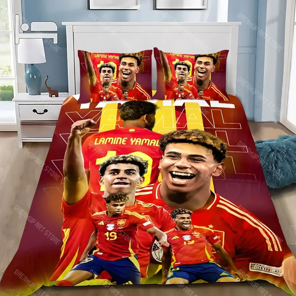 Funda nórdica de estrellas de fútbol, funda de almohada, juego de cama para adultos, niños y niñas, decoración de dormitorio Y-Yamal, regalo para niños, tamaño individual y doble