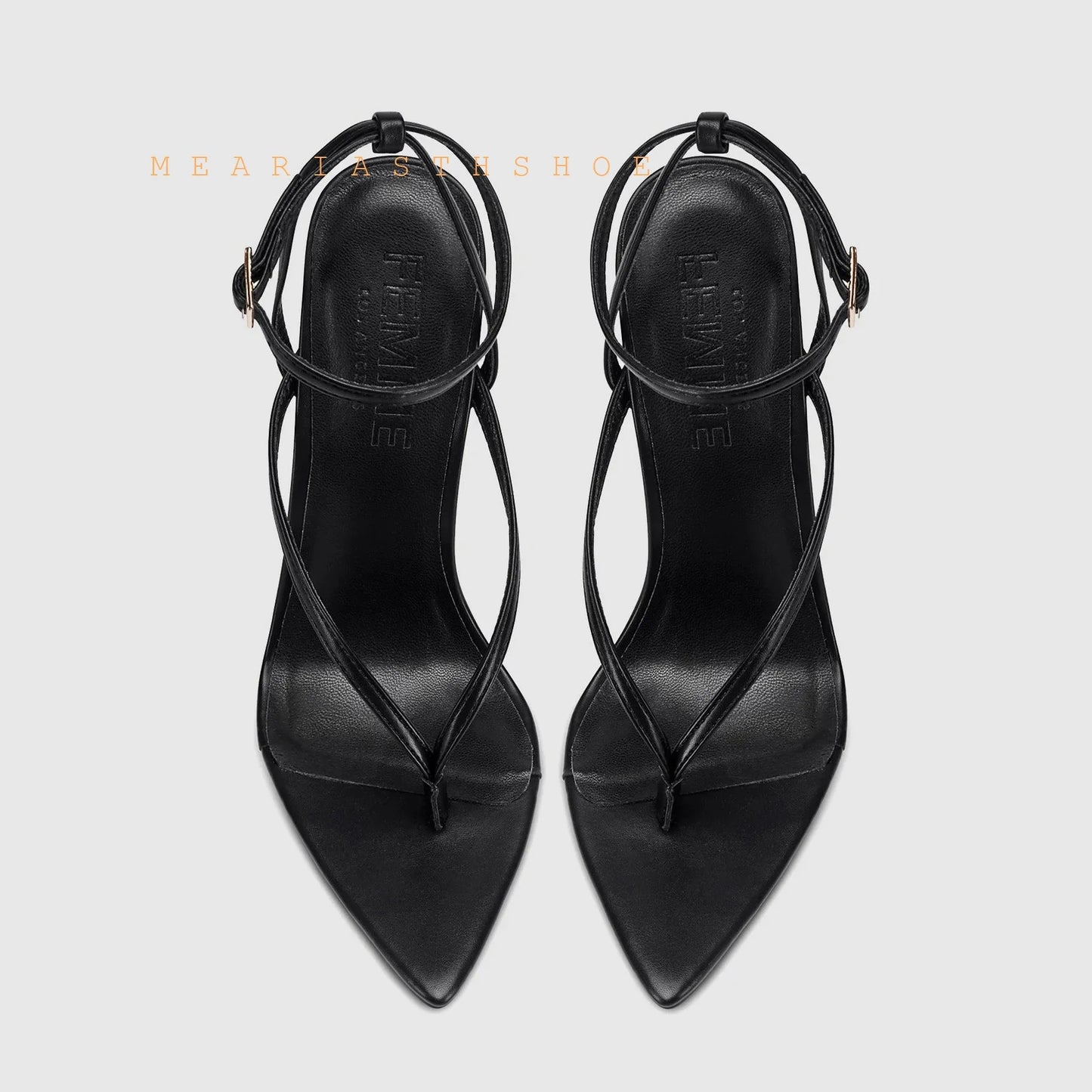 Sandalias de Tacón Alto con Punta Abierta y Correa en el Tobillo, de Cuero, con Hebilla, Diseño Sólido, Tacón Fino, para Mujer, con Lazos y Correa Trasera
