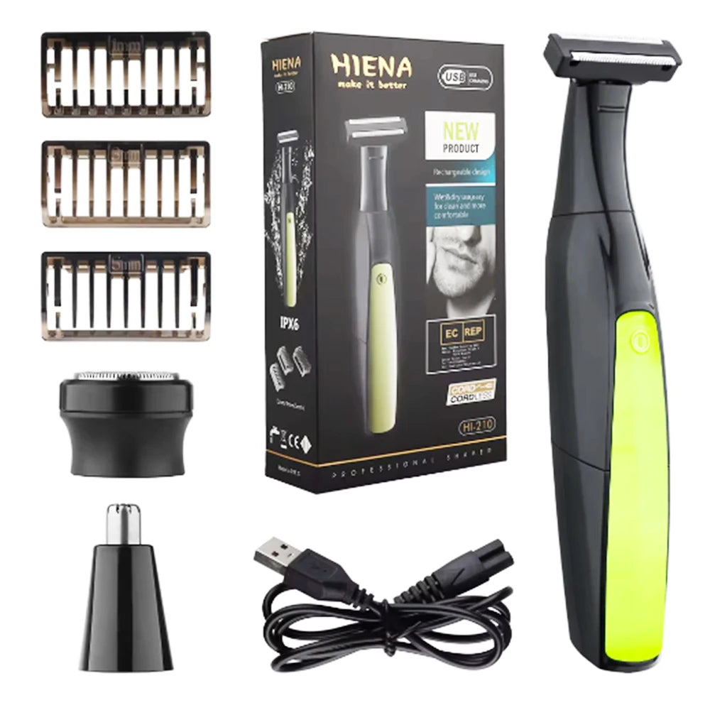Afeitadora recargable multifuncional para hombres, recortadora de pelo de nariz y cejas, línea de Bikini, afeitadora sensible, 7 en 1