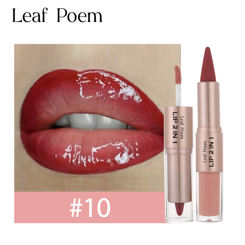 Maquillaje de Labios 2 en 1 Color Rosa Ciruela Oscuro, Delineador de Labios Mate, Brillo Labial Voluminizador con Efecto Espejo, Contorno de Labios Resistente al Agua, Maquillaje No Pegajoso
