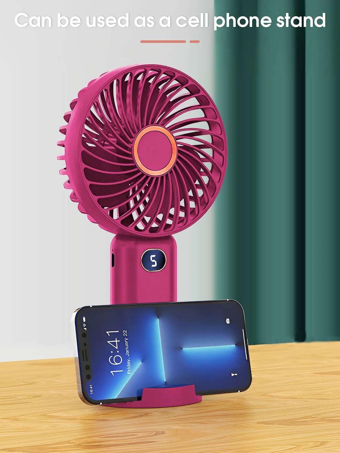 Ventilador portátil de mano, miniventilador recargable por USB, pantalla Digital, ajuste de 5 velocidades, adecuado para viajes, exteriores, oficina y hogar