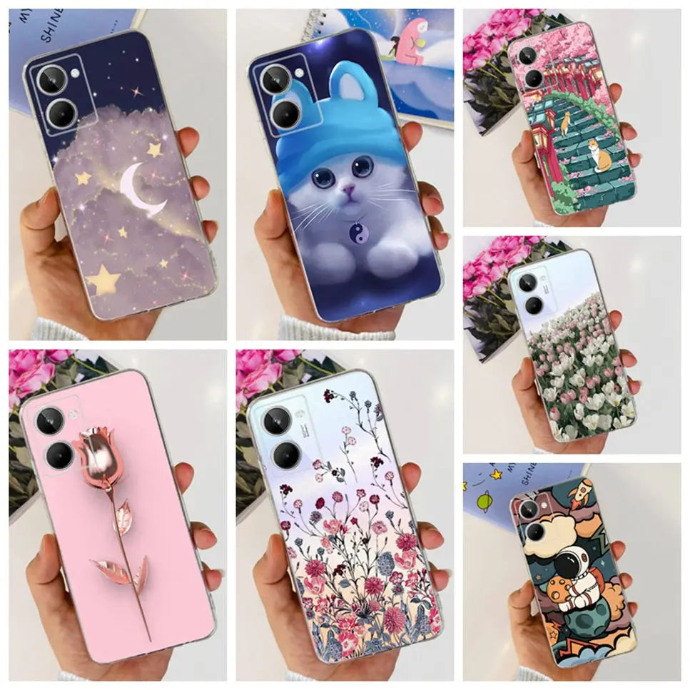 Para Realme 10 4G RMX3630 funda de teléfono suave de silicona TPU a prueba de golpes para Realme 10 funda protectora trasera con diseño de dibujos animados bonitos