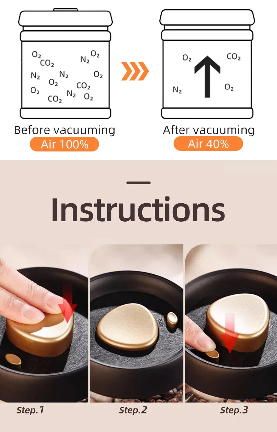 Frasco de Vidrio Hermético al Vacío para Almacenamiento de Granos de Café, Alimentos, Té, Frasco de Almacenamiento de Alimentos Frescos, Accesorios de Cocina