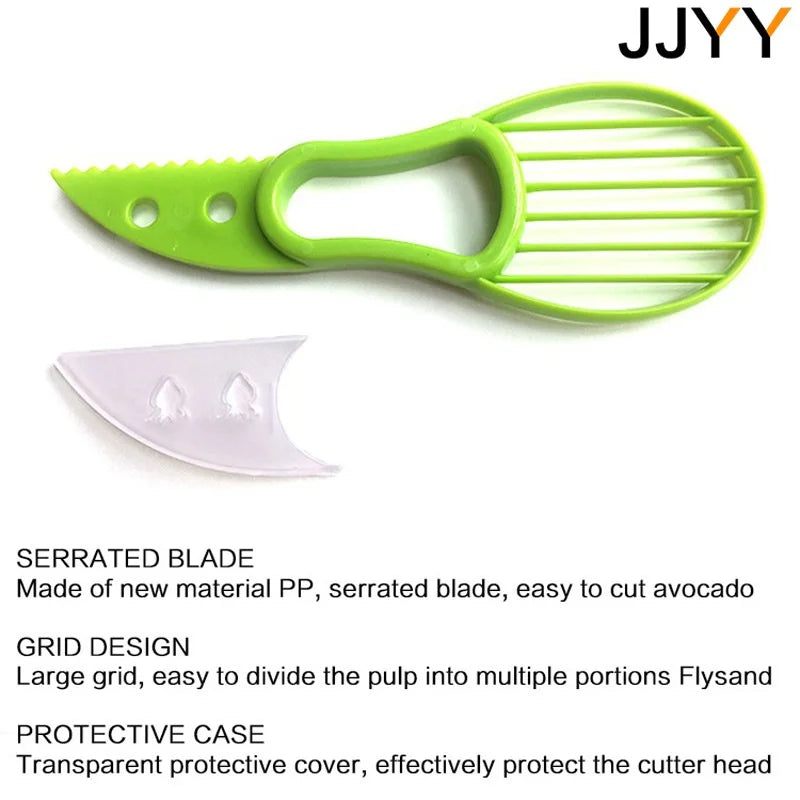 JJYY 3 en 1 rebanador de aguacate Shea Corer mantequilla pelador de frutas cortador separador de pulpa cuchillo de plástico herramientas de cocina para verduras