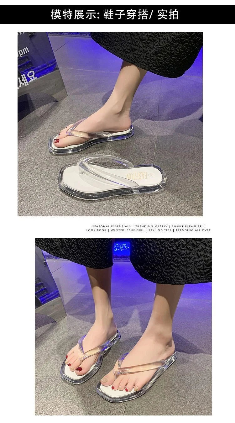 Sandalias de PVC con purpurina, chanclas de goma de talla grande para mujer, sandalias de playa, sandalias bajas, sandalias hawaianas de PVC, sandalias romanas, verano 2026