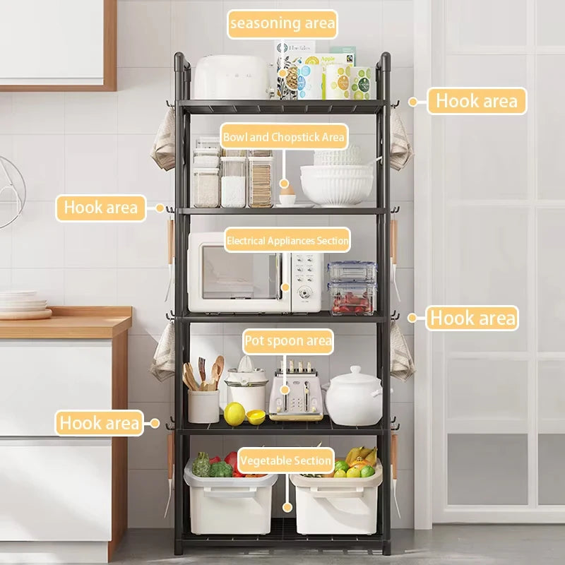 Estantes de Almacenamiento de Múltiples Niveles para la Cocina, Diseñados con 4/5 Pisos, Ideales para Almacenamiento en Cocina, Dormitorio y Baño