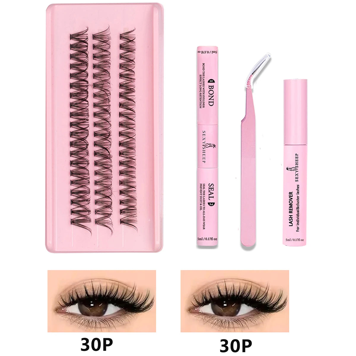 Kit de extensión de pestañas DIY, mezcla de 8-16mm de visón, pestañas individuales suaves, extensiones de pestañas naturales con maquillaje de unión y sellado
