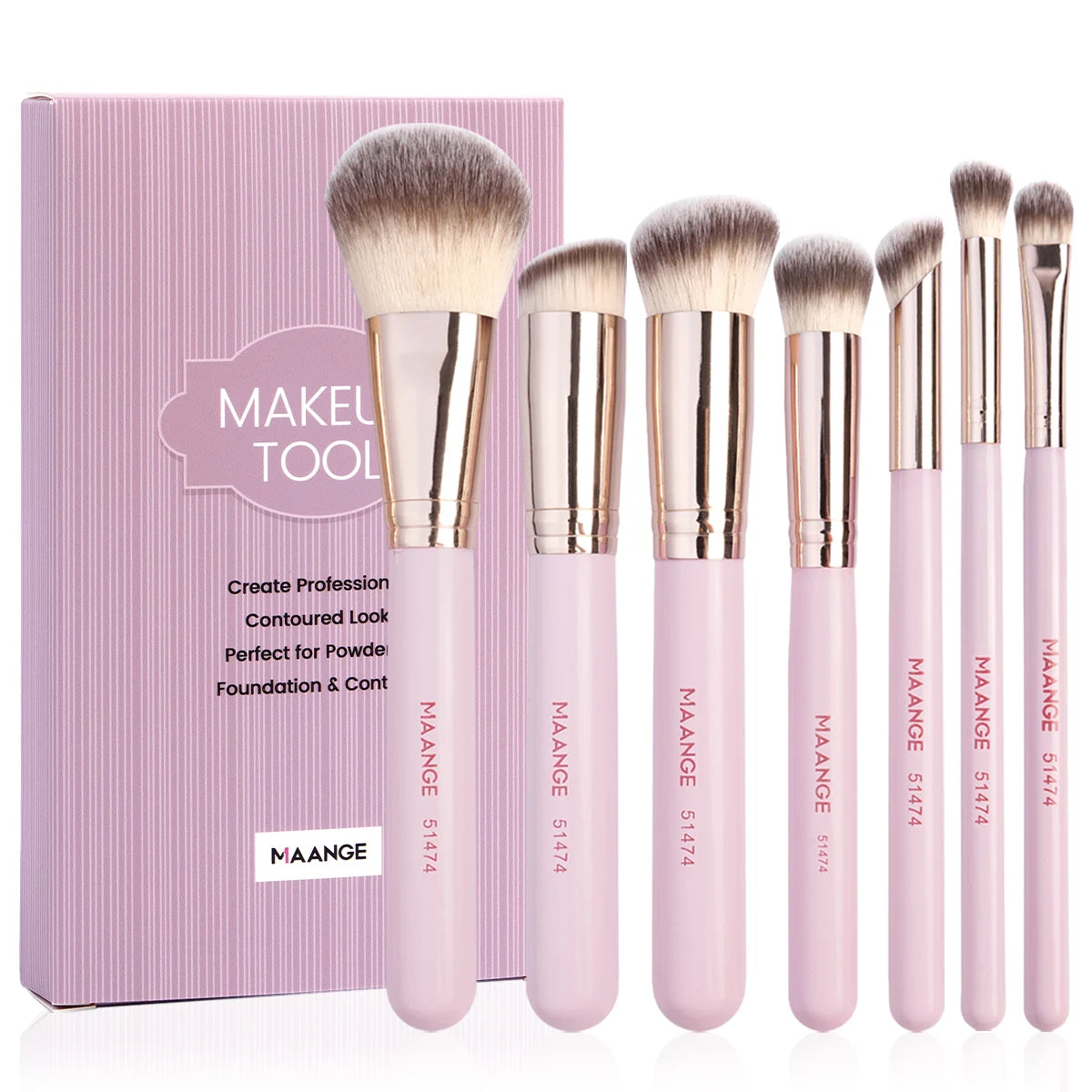 MAANGE 7 Uds juego de brochas de maquillaje base corrector sombra de ojos brocha de maquillaje para crema líquida herramienta de belleza de maquillaje cosmético denso suave