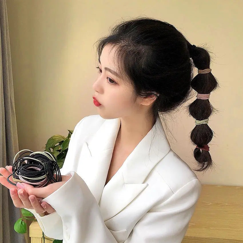 100 unids/set lazos para el cabello bandas de goma elásticas para mujeres y hombres bandas de goma para el cabello fino coleteros accesorios para el cabello para mujeres