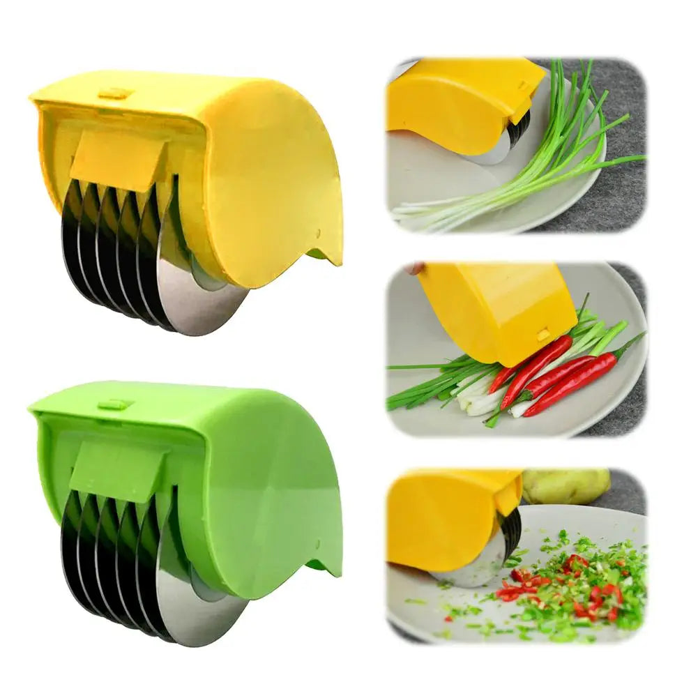 Rodillo picadora de verduras, cortador Manual de cebollino con 6 hojas de acero inoxidable, rodillo de hierbas desmontable, picadora de perejil, herramientas