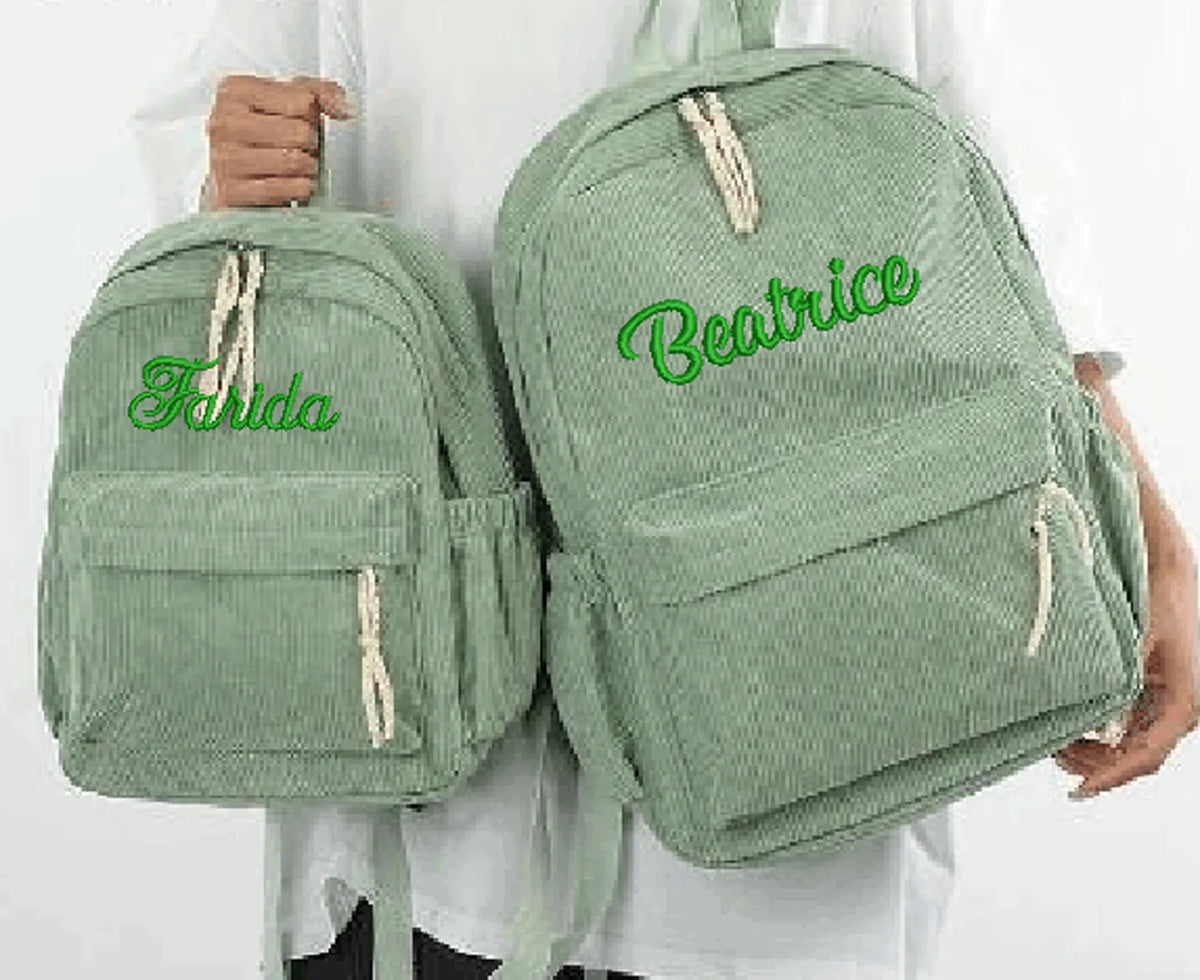 Mochila escolar personalizada, nuevas mochilas de moda para niños, estudiantes, pana, nombre único, bolsas de viaje de gran capacidad, mochila de senderismo