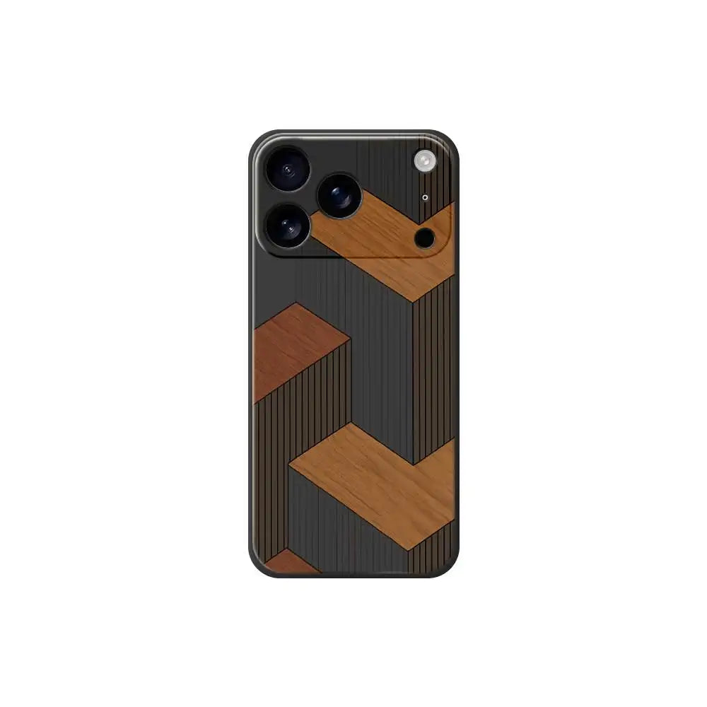 Fundas de teléfono geométricas de madera para iPhone 17 Pro Max 17 Air 16 15 14 13 12 11 Pro Max XS Max 7 8 Plus 16e 16 Plus TPU funda Coque