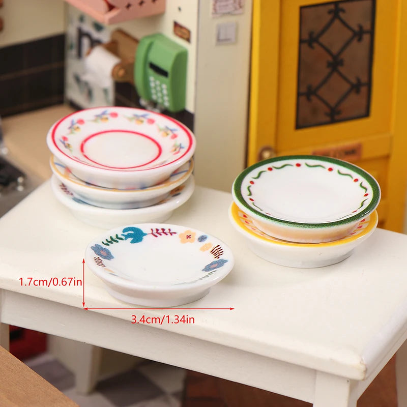 Mini platos para casa de muñecas, modelo de casa de muñecas, decoración de cocina de simulación, accesorios para casa de muñecas, juguetes para juego de imitación, 5 uds., 1/12
