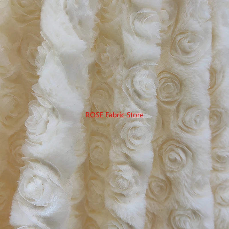 Placa 3D, tela de pelo de conejo de terciopelo fotovoltaico bordada con flores rosas para mantas, suéteres, ropa de cama, tela de costura DIY hecha a mano