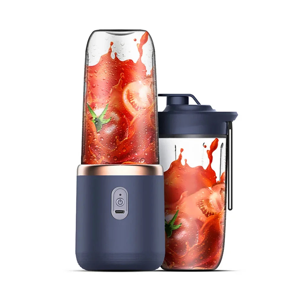 Licuadora Eléctrica Portátil de 400 ml, 2 Tazas, Mini Licuadora Multifuncional Inalámbrica para el Hogar, Recargable por USB, Vaso Mezclador Pequeño
