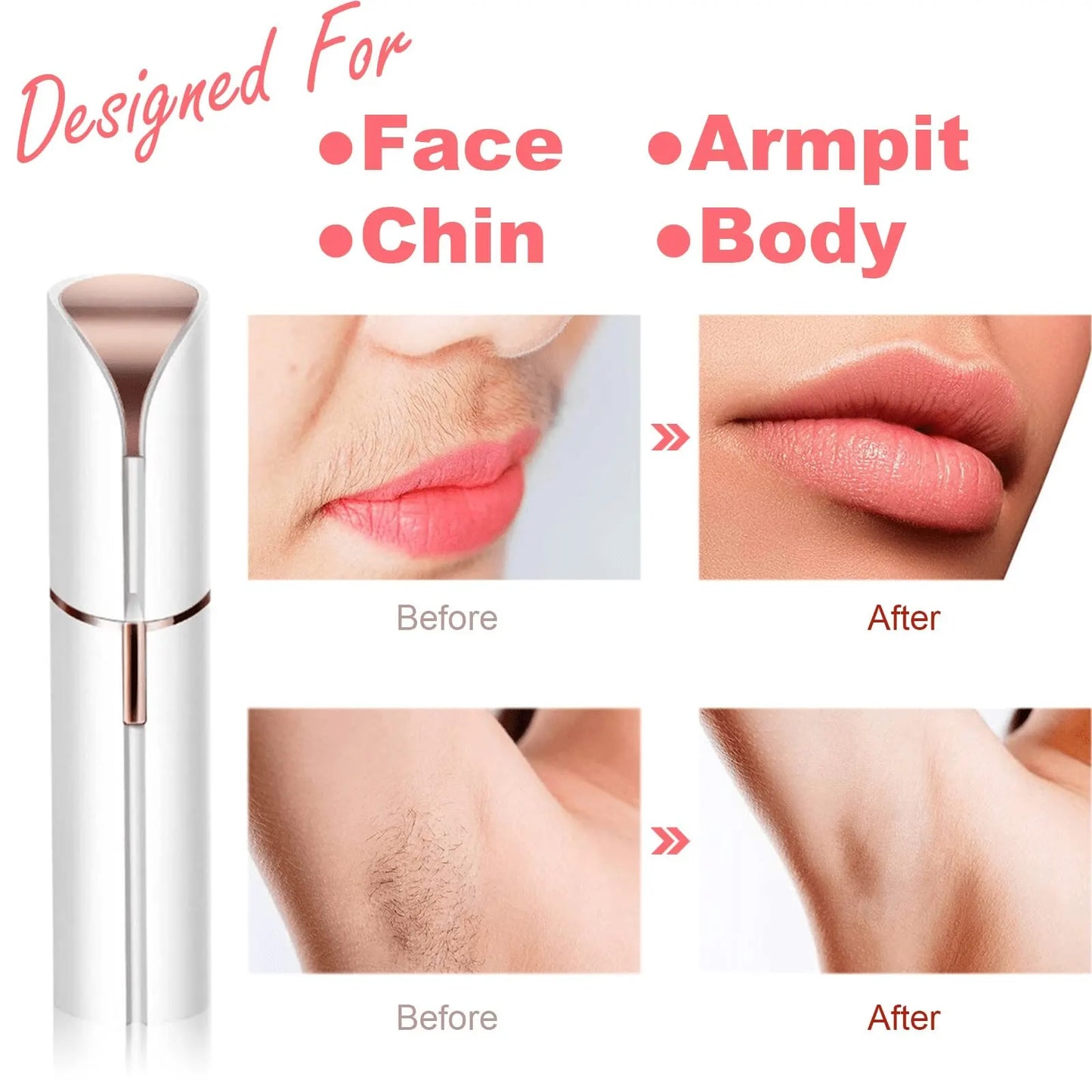 Depiladora eléctrica portátil en forma de lápiz labial para mujer, depilación Facial indolora y efectiva, herramienta de afeitadora para el hogar