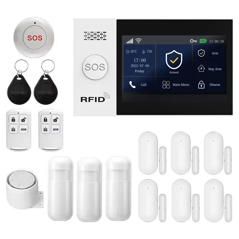 PGST kit alarma antirrobo inteligente WiFi 2G GSM Works with Tuya Smart Life sistema seguridad inalámbrico hogar negocio control app sensores puerta ventana instalación fácil sin cuotas mensuales