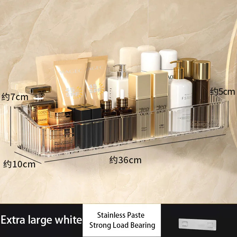 Estante de Almacenamiento de Lujo Ligero Sin Perforaciones para Baño, Soporte de Pared para Lavabo y Cosméticos