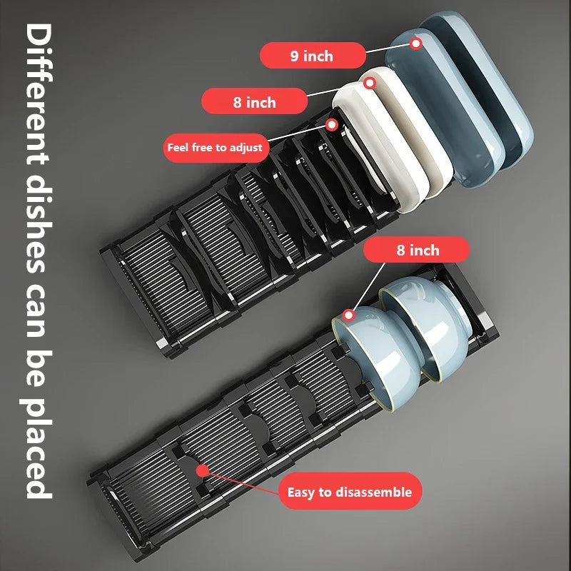 Estante de almacenamiento de platos para armario de cocina, escurridor de platos integrado, divisor de platos, organizador de accesorios de cocina